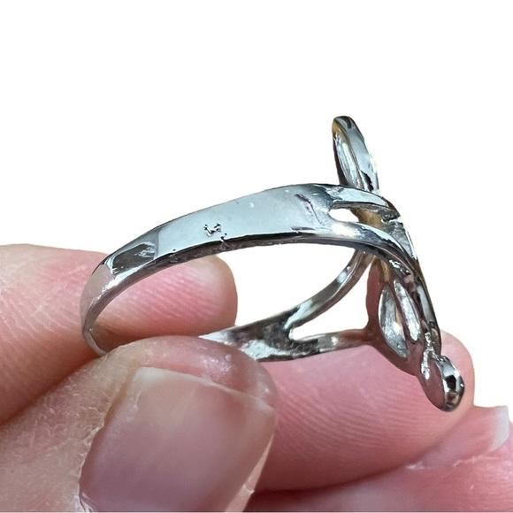 Silver Tone Dainty Treble Clef Music Thin Band Ring - Picture 6 of 11